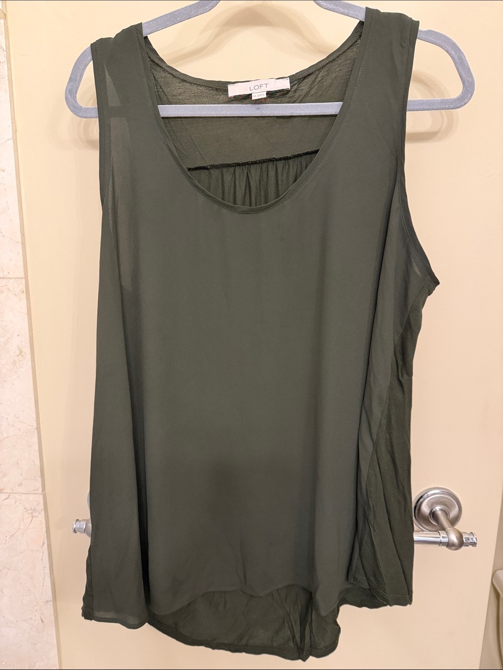 LOFT Olive Green Chiffon Sleeveless Tank